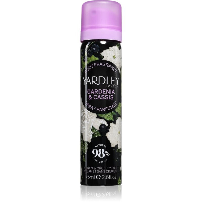 Yardley Gardenia & Cassis telový sprej s parfumáciou pre ženy 75 ml