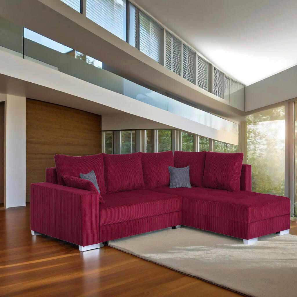 P & B ROHOVÁ SEDAČKA, textil, kompozitné drevo, červená