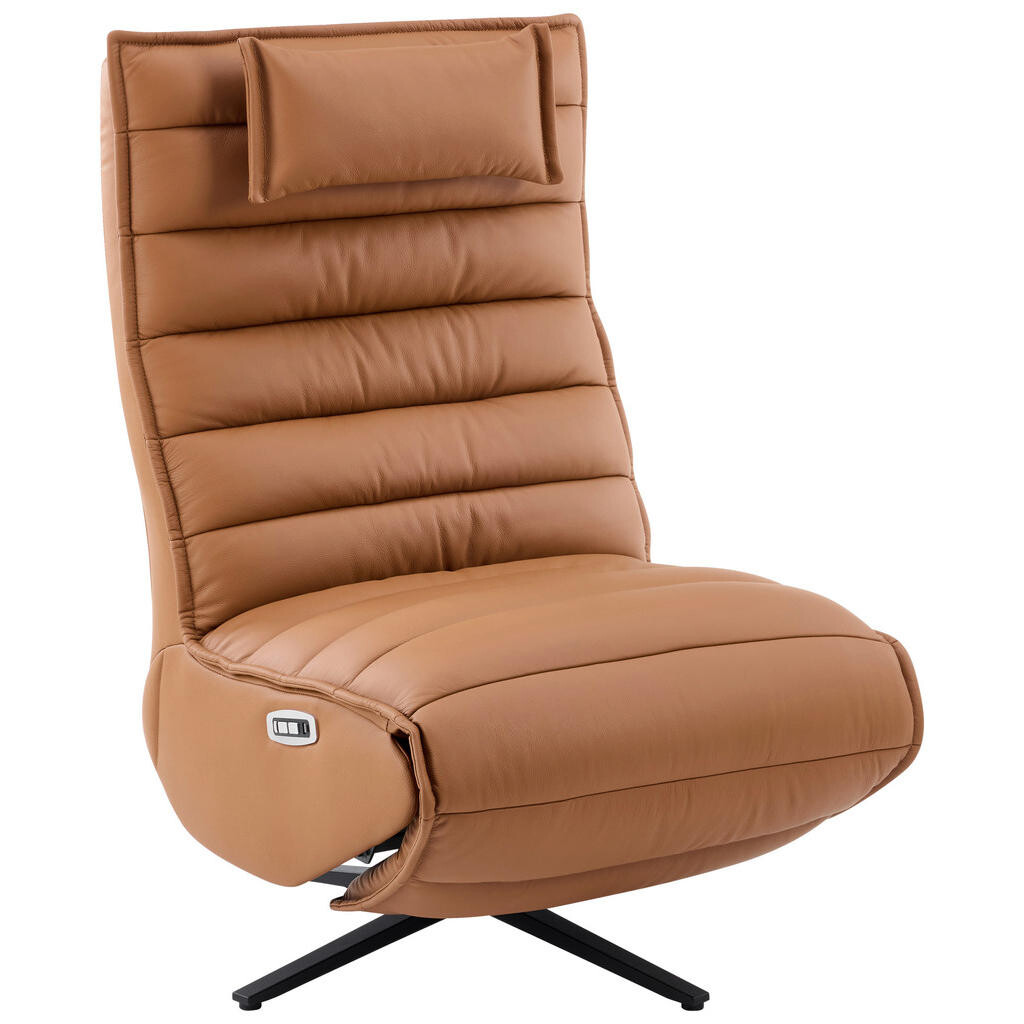 Stylife RELAXAČNÉ KRESLO, kov, textil, koža, čierna, koňaková
