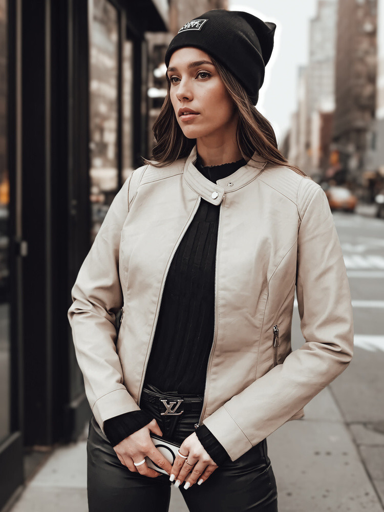 SKINVEX dámska prechodná kožená bunda béžová FashionStreet TY4744 XXL