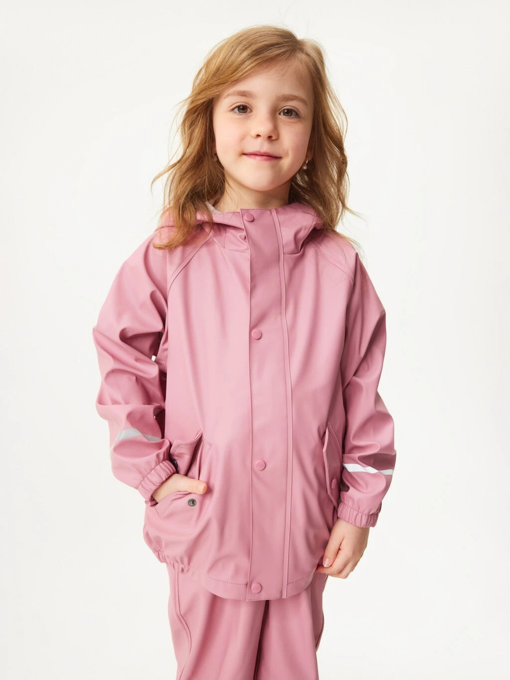 Detská nepremokavá bunda bez zateplenia, Staroružová - veľ. 98/104