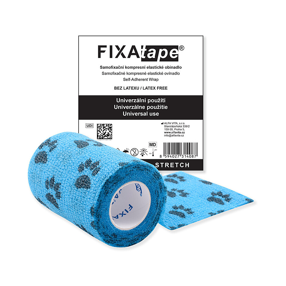FIXATAPE Stretch samofixačné ovínadlo 7,5 cm x 450 cm modrej labky