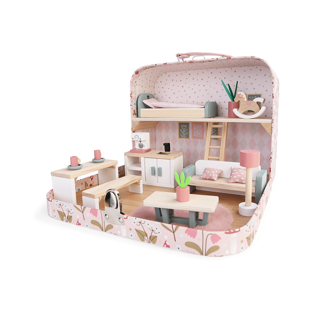 2KIDS TOYS Domček pre bábiky v kufríku kuchyne 22 kusov