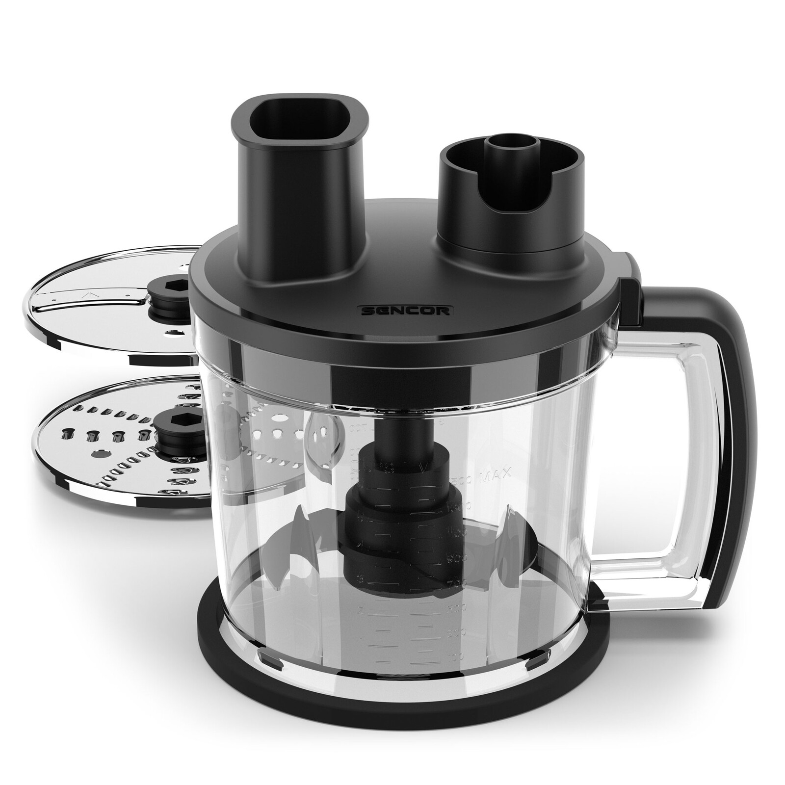Sencor SHBXD 0010 Nádoba food processora 1,5 l, 2 nerezové čepele a 2 obojstranné disky na strúhanie a krájanie pre SHB 5XXX SOPHIA Nádoba food