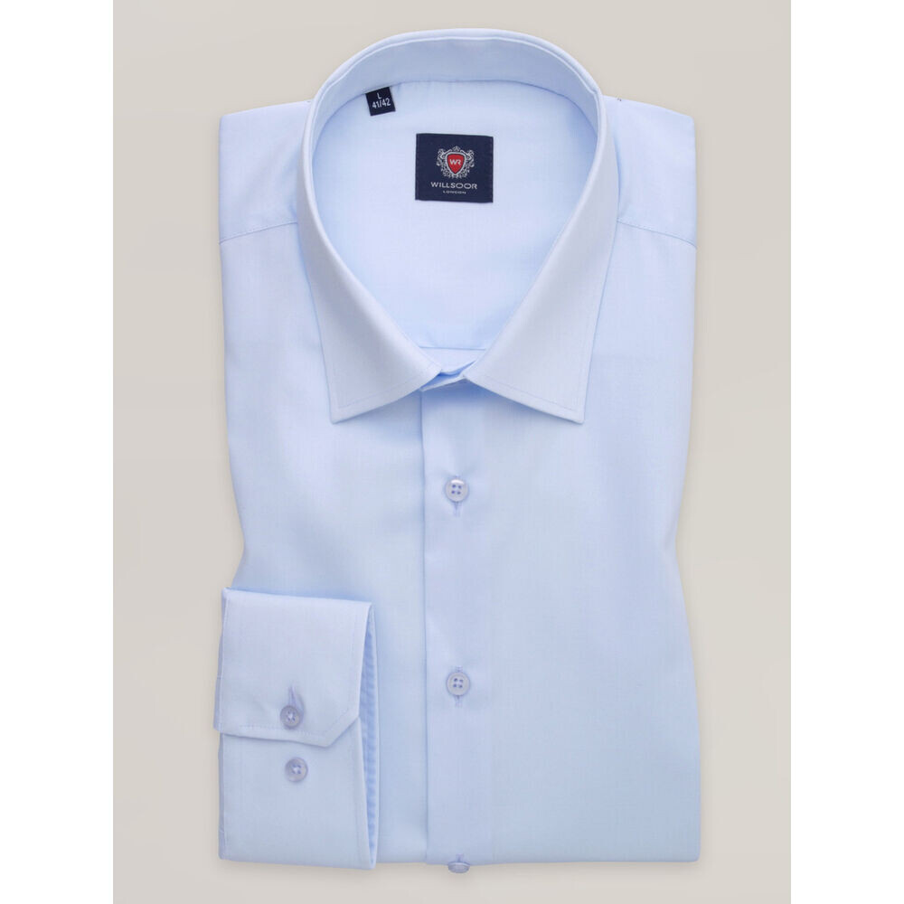 Pánska košeľa slim fit svetlomodrá s klasickým golierom 16176