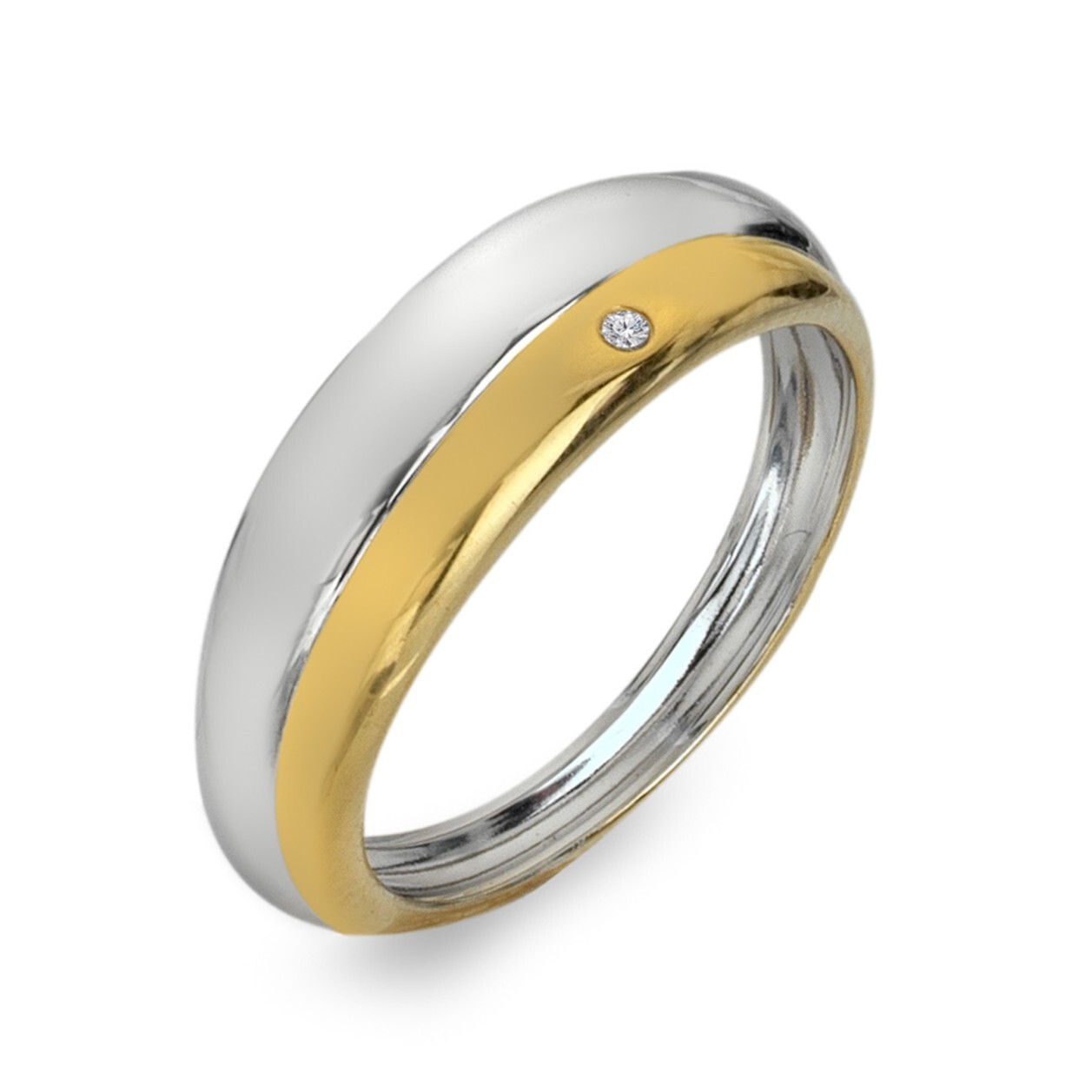 Hot Diamonds Bicolor strieborný prsteň s diamantom Droplet DR312 58 mm