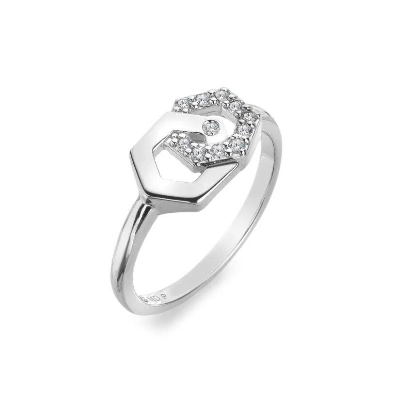 Hot Diamonds Strieborný prsteň s diamantom a topásami Hexagon DR314 52 mm