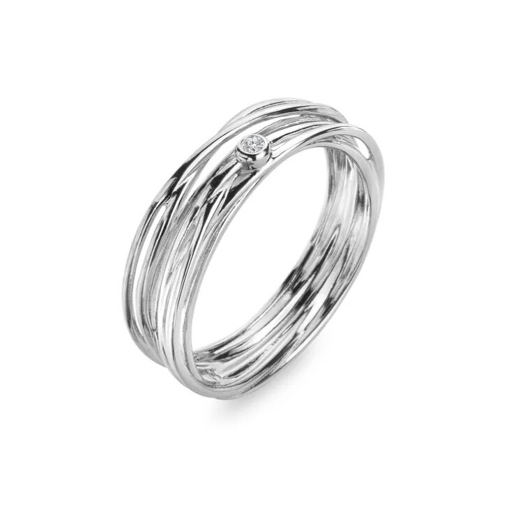 Hot Diamonds Strieborný prsteň s prírodným diamantom String DR325 52 mm