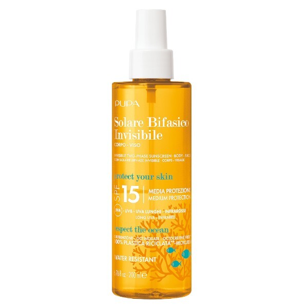 PUPA Milano Dvojfázový sprej na opaľovanie SPF 15 (Invisible Two- Phase Sunscreen) 200 ml