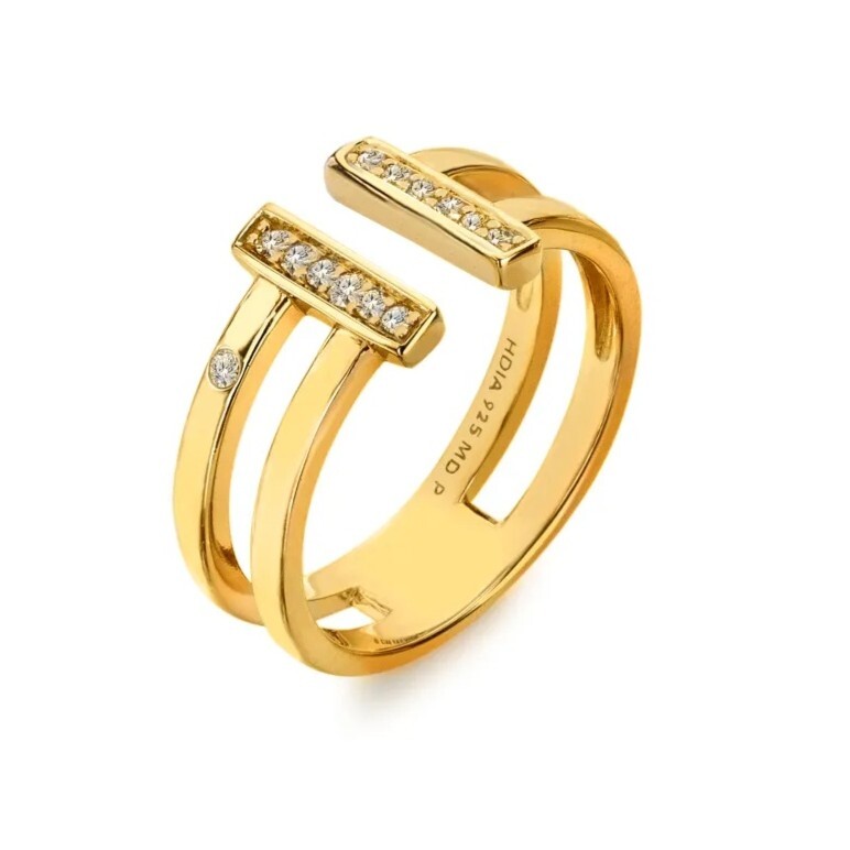 Hot Diamonds Pozlátený otvorený prsteň s diamantom Much Loved DR317 55 mm