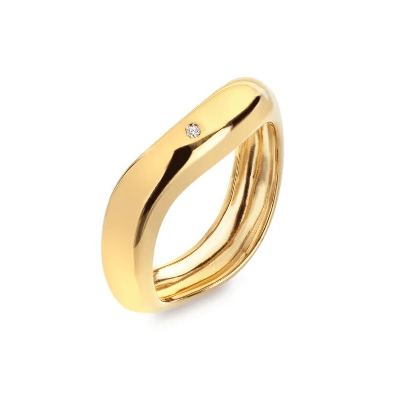 Hot Diamonds Pozlátený vlnitý prsteň s diamantom Fiji DR319 56 mm