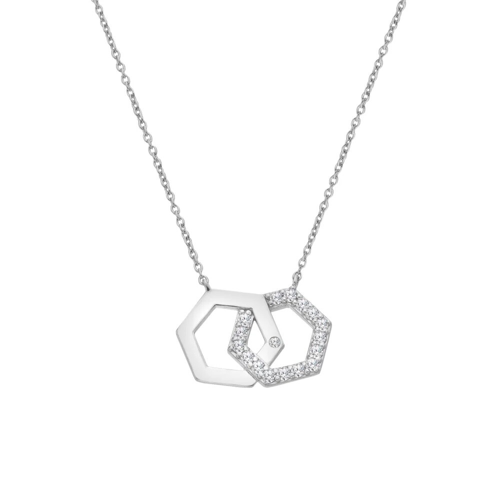 Hot Diamonds Strieborný náhrdelník s diamantom a topazmi Hexagon DN230