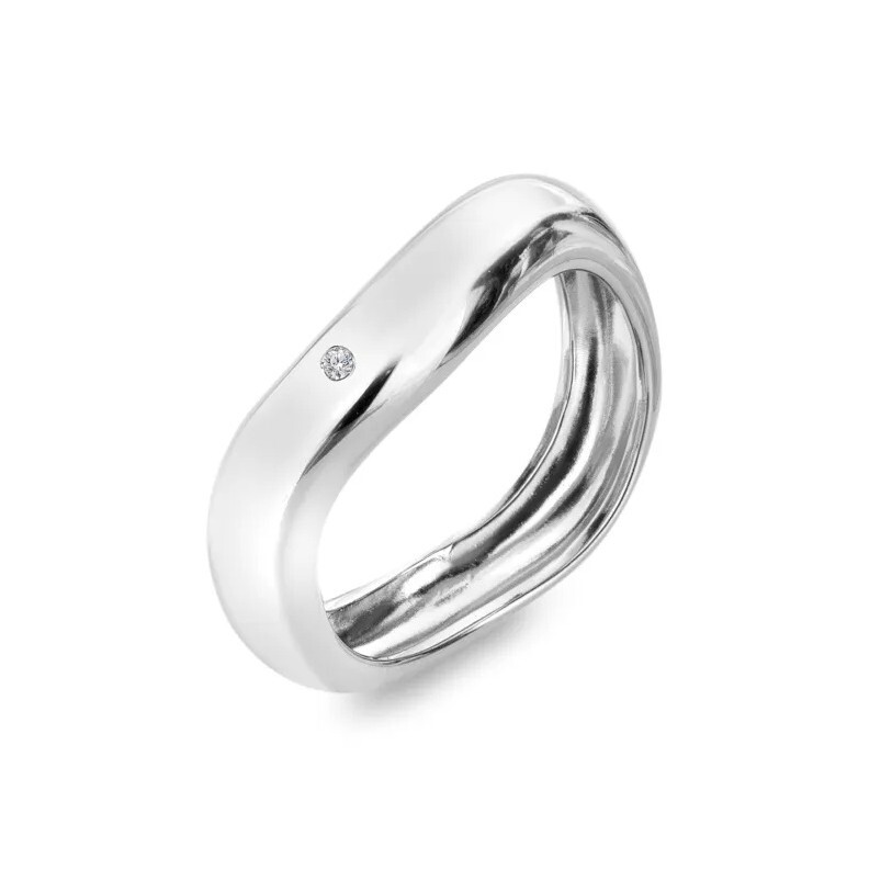 Hot Diamonds Strieborný vlnitý prsteň s diamantom Fiji DR318 55 mm