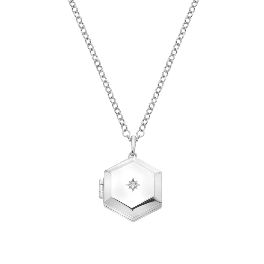 Hot Diamonds Náhrdelník s diamantom Hexagon Much Loved DP1100 (retiazka, prívesok)