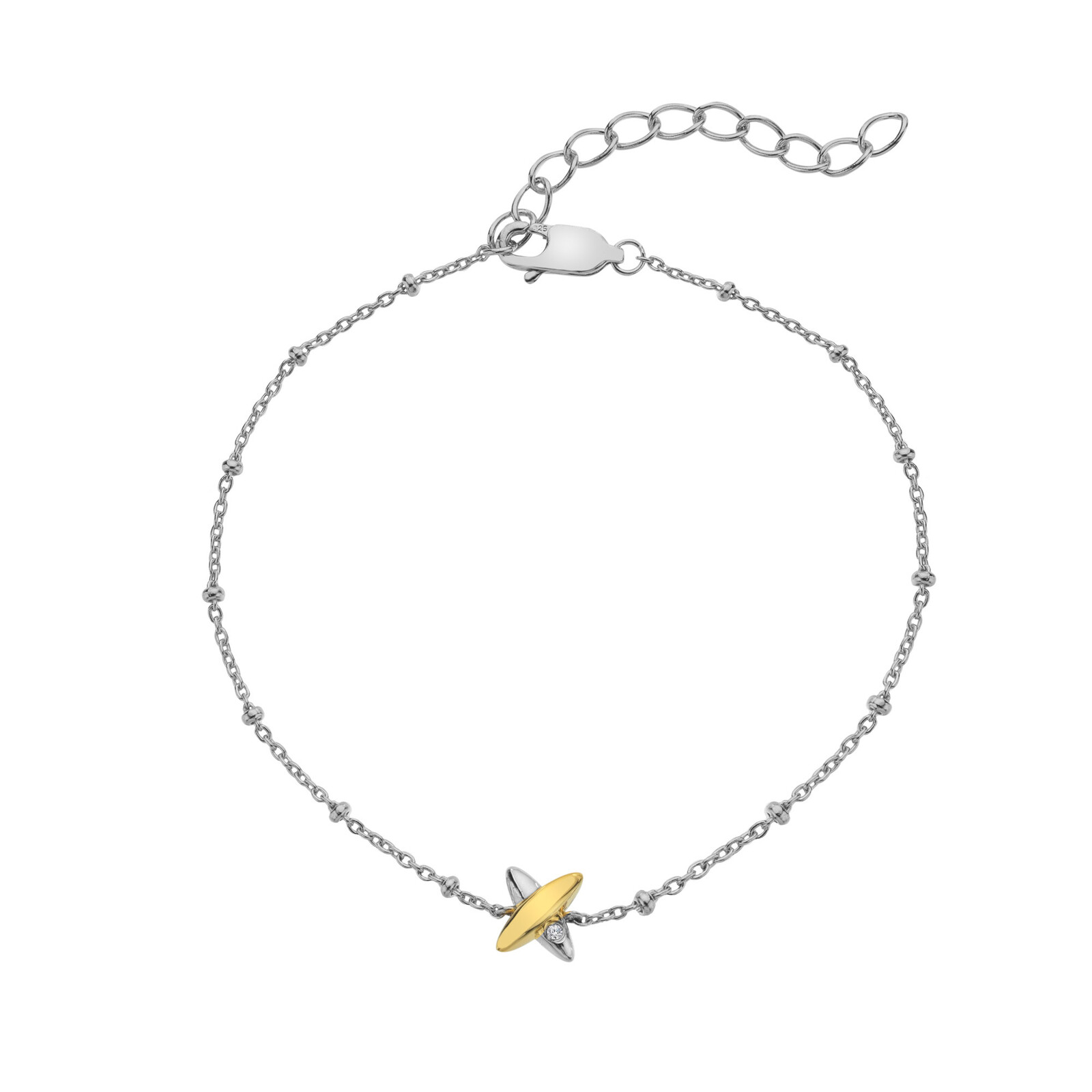Hot Diamonds Strieborný bicolor náramok s pravým diamantom Coupled DL716