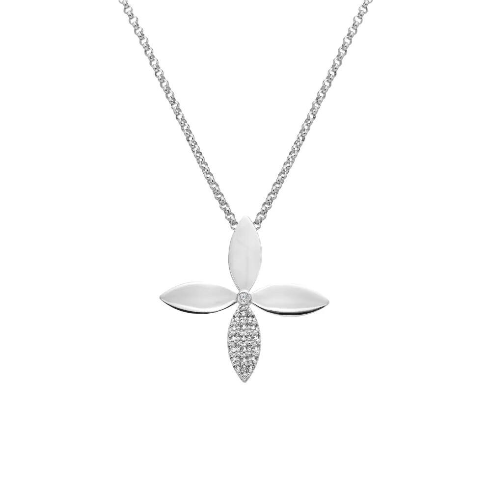 Hot Diamonds Strieborný náhrdelník Kvetina Eden DP1105 (retiazka, prívesok)