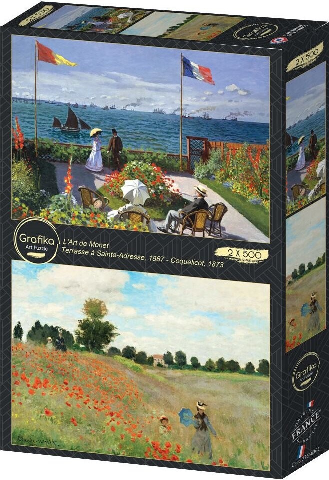 GRAFIKA Puzzle Zahrada v Sainte Adresse a Pole vlčích máků 2 × 500 dílků