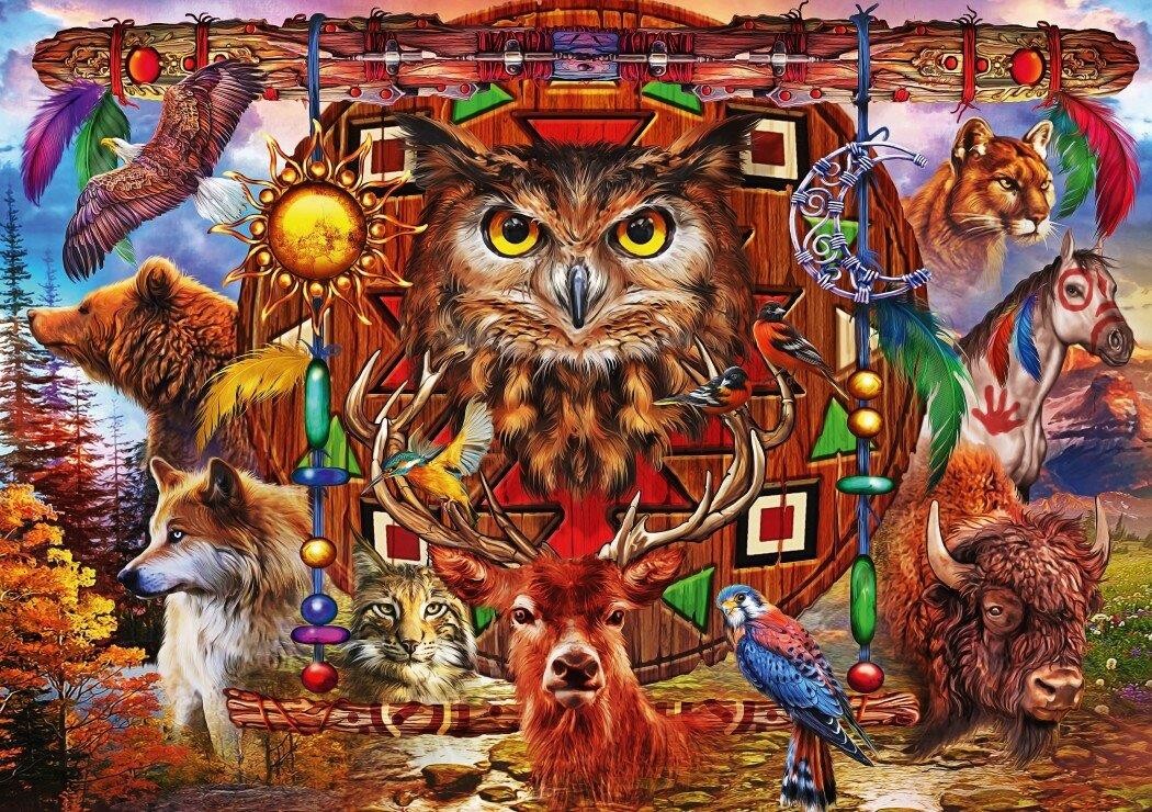 BLUEBIRD Puzzle Zvířata - Zvířecí totem 1000 dílků