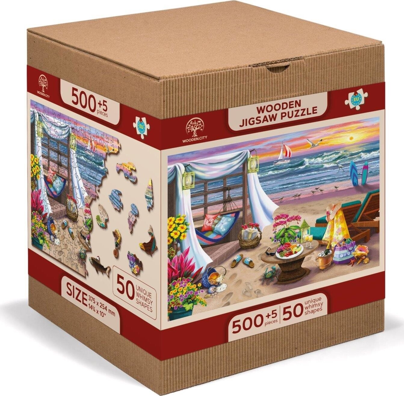 Woden City Dřevěné puzzle Letní čas 2v1, 505 dílků eko
