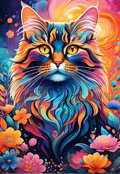 ALIPSON Puzzle Barevná kočka 1000 dílků