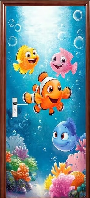 Predator Q1 Samolepiaca tapeta 2D na dvere, podvodný život