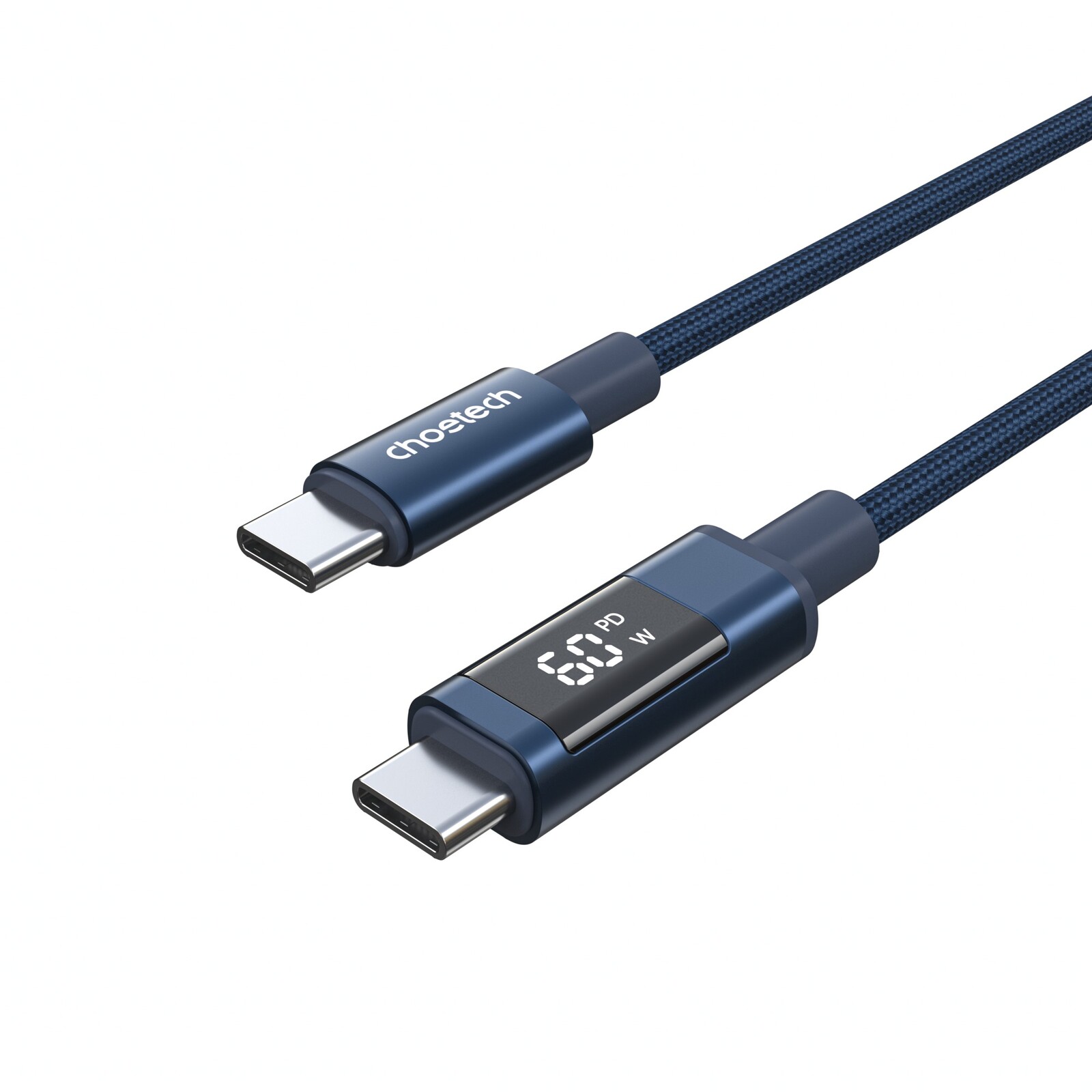 ChoeTech PD60W USB-C na USB-C Digital Display 1,2 m Nylon Cable Dark blue