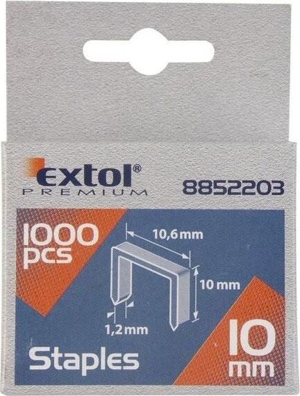 EXTOL PREMIUM spony, balenie 1000 ks, 10 mm, 10,6 × 0,52 × 1,2 mm, 8852203
