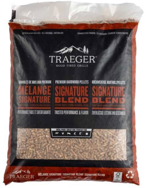 TRAEGER Pelety drevené, univerzálna zmes driev, Signature Blend Pellets, 9 kg