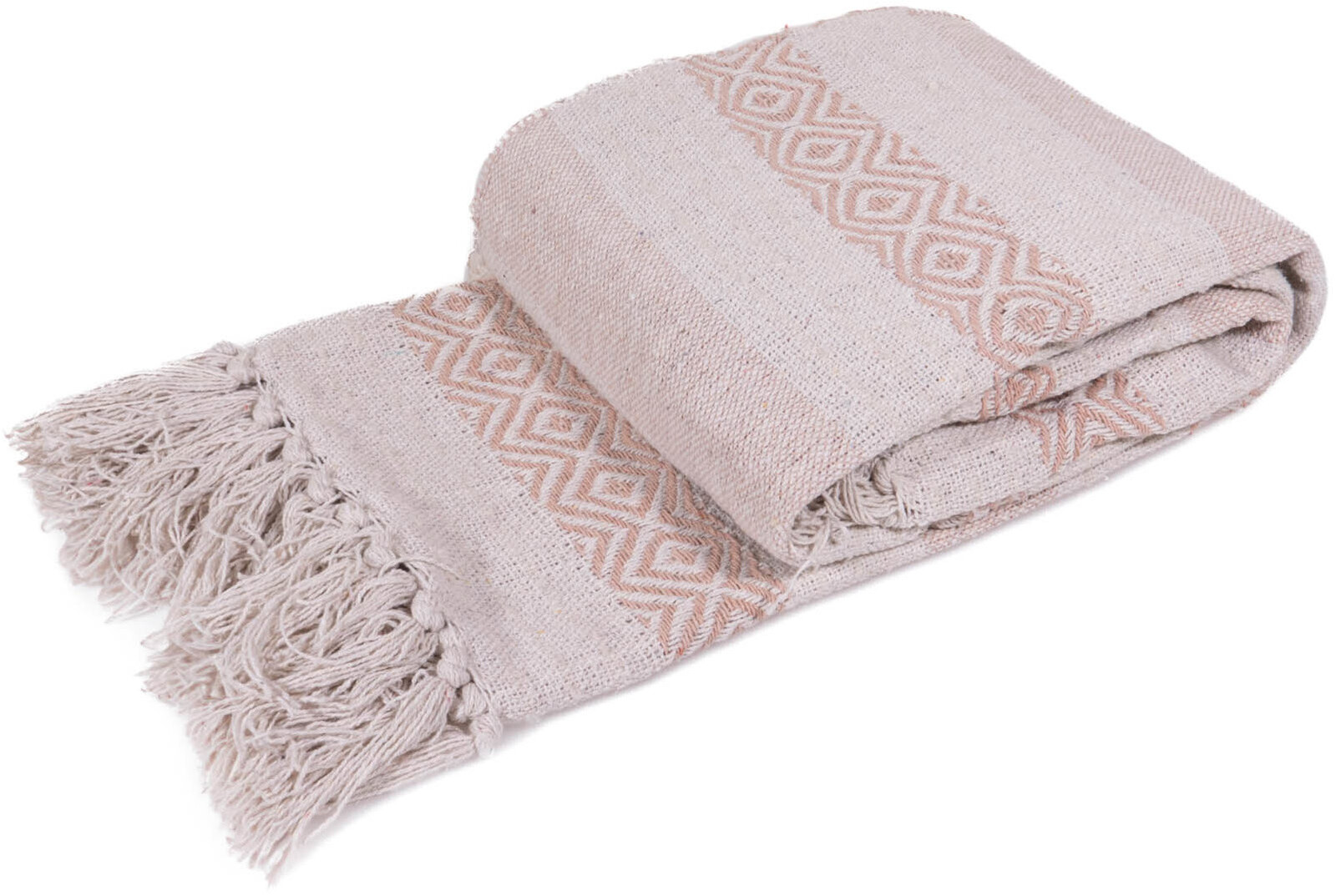 Home Styling Collection Deka so strapcami, pruhovaná, žakárová, 130 × 170 cm, ružová