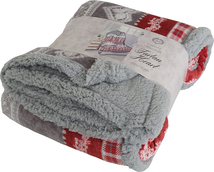 B.E.S. – Petrovice Deka s baránkom mikroflanel Tartan Heart, darčekové balenie 200 × 230 cm