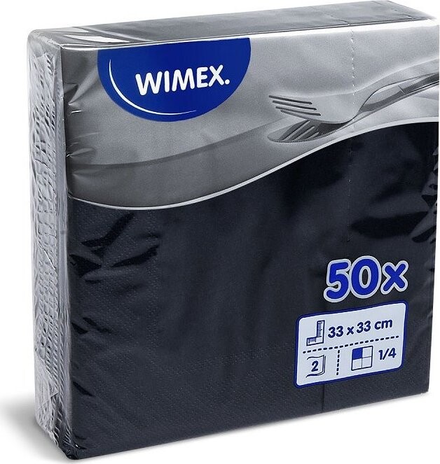 Wimex 2-vrstvové obrúsky 33 × 33 cm, čierne – 50 ks