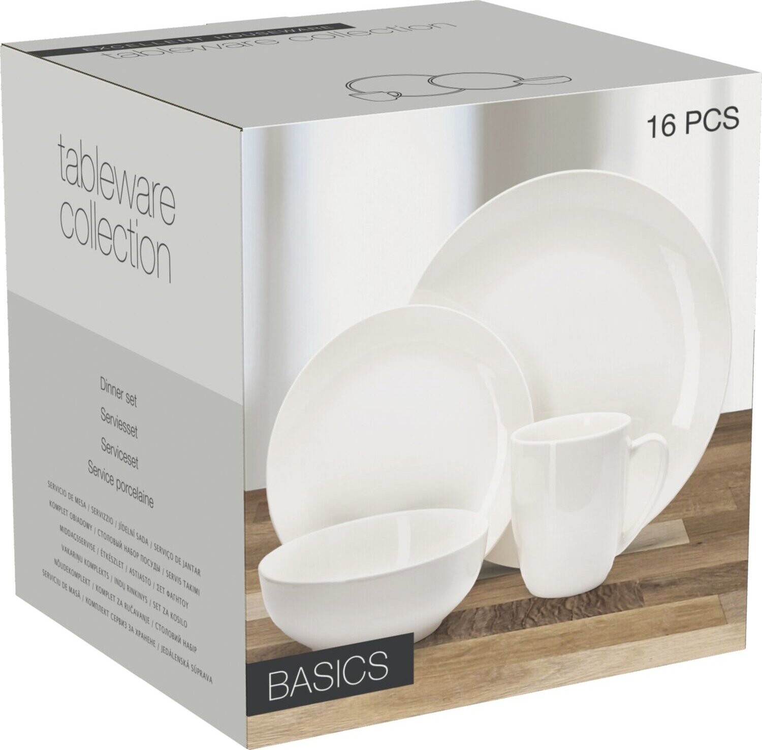 Gastro Súprava riadu 16-dielna Bone China, biely porcelán
