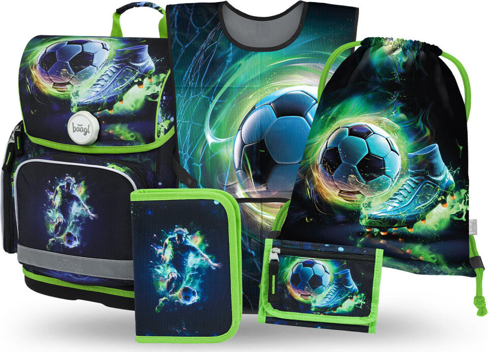 BAAGL SET 5 Ergo Futbal Hráč: aktovka, peračník, vrecko, zástera, peňaženka