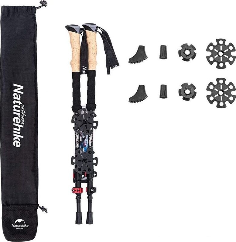 Naturehike carbónové trekingové palice DS03 pár 400 g – čierno/červené