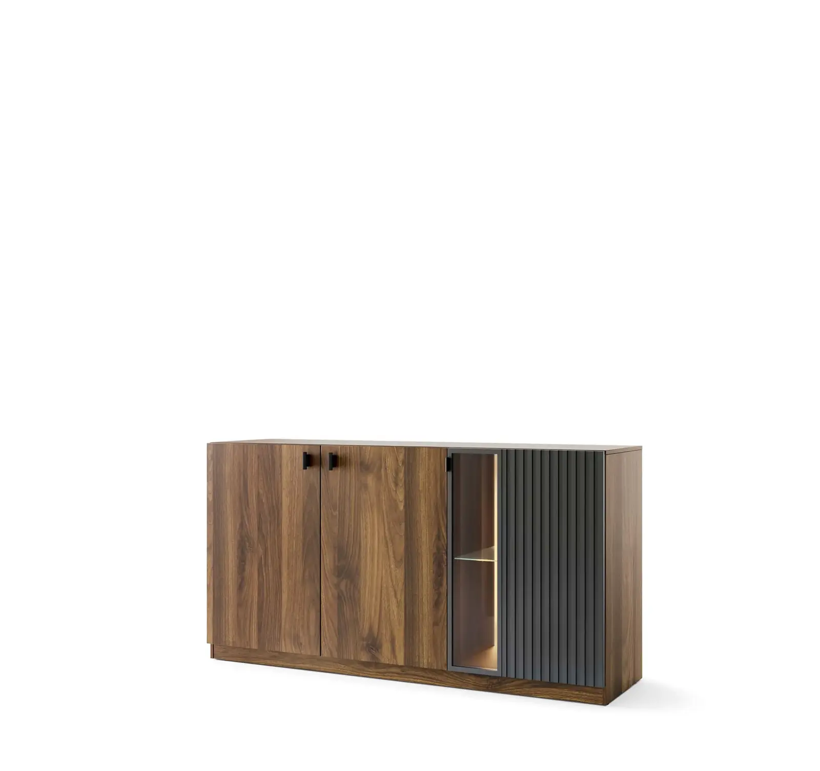 Komoda s LED osvětlením Radium 45 180 cm ořech Columbia/černá