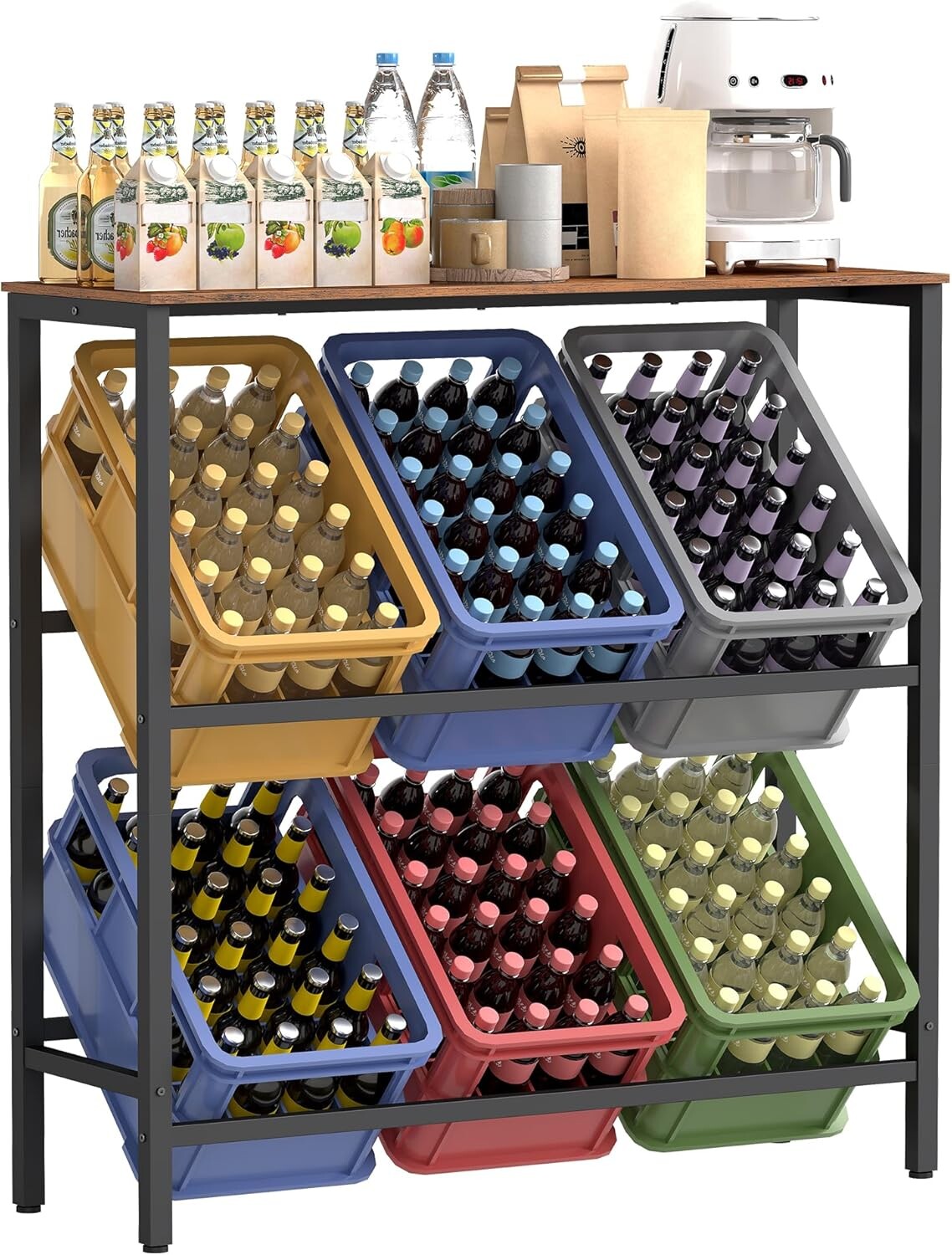 Kuchyňský regál na přepravky Jogin 105,4 cm černý/hnědý