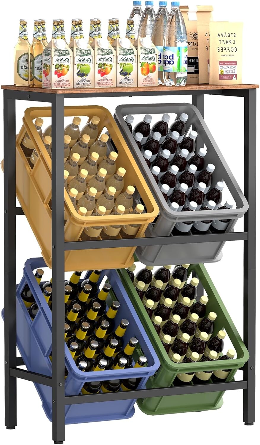 Kuchyňský regál na přepravky Jogin 70,4 cm černý/hnědý