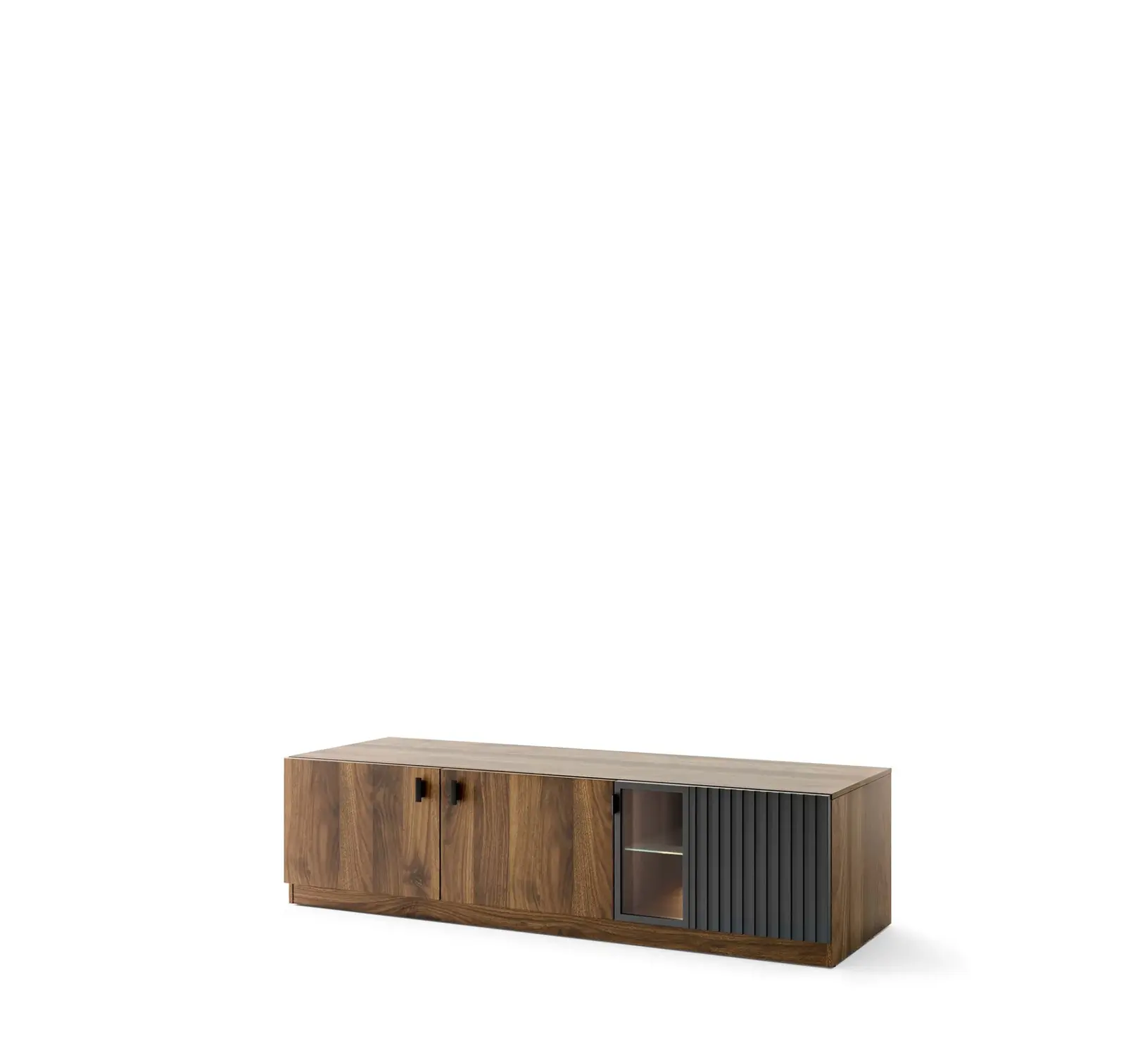 TV stolek s LED osvětlením Radium 25 180 cm ořech Columbia/černý