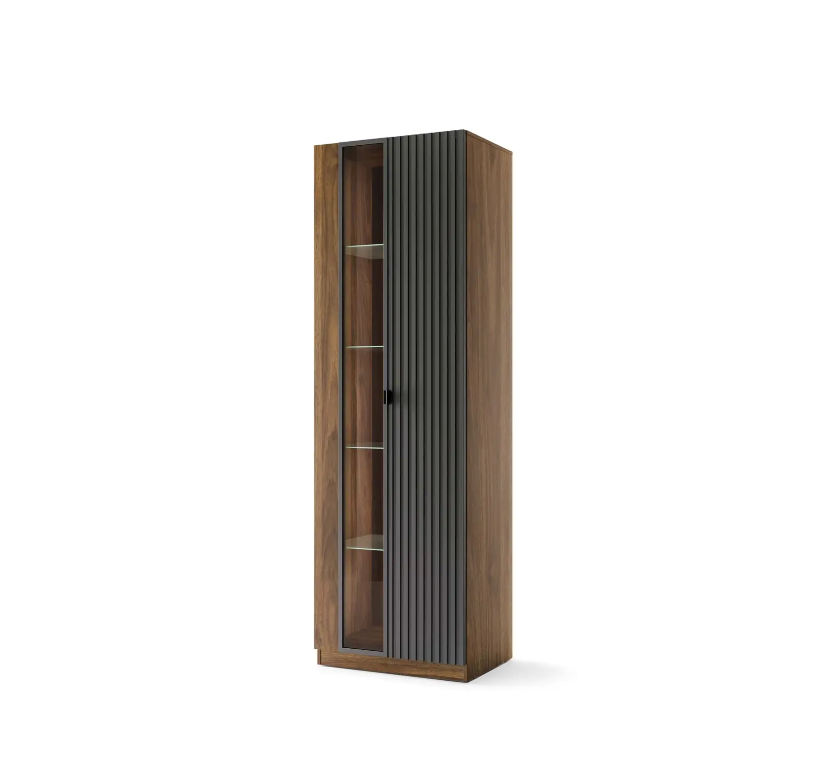 Vitrína s LED osvětlením Radium 11 68 cm ořech Columbia/černá