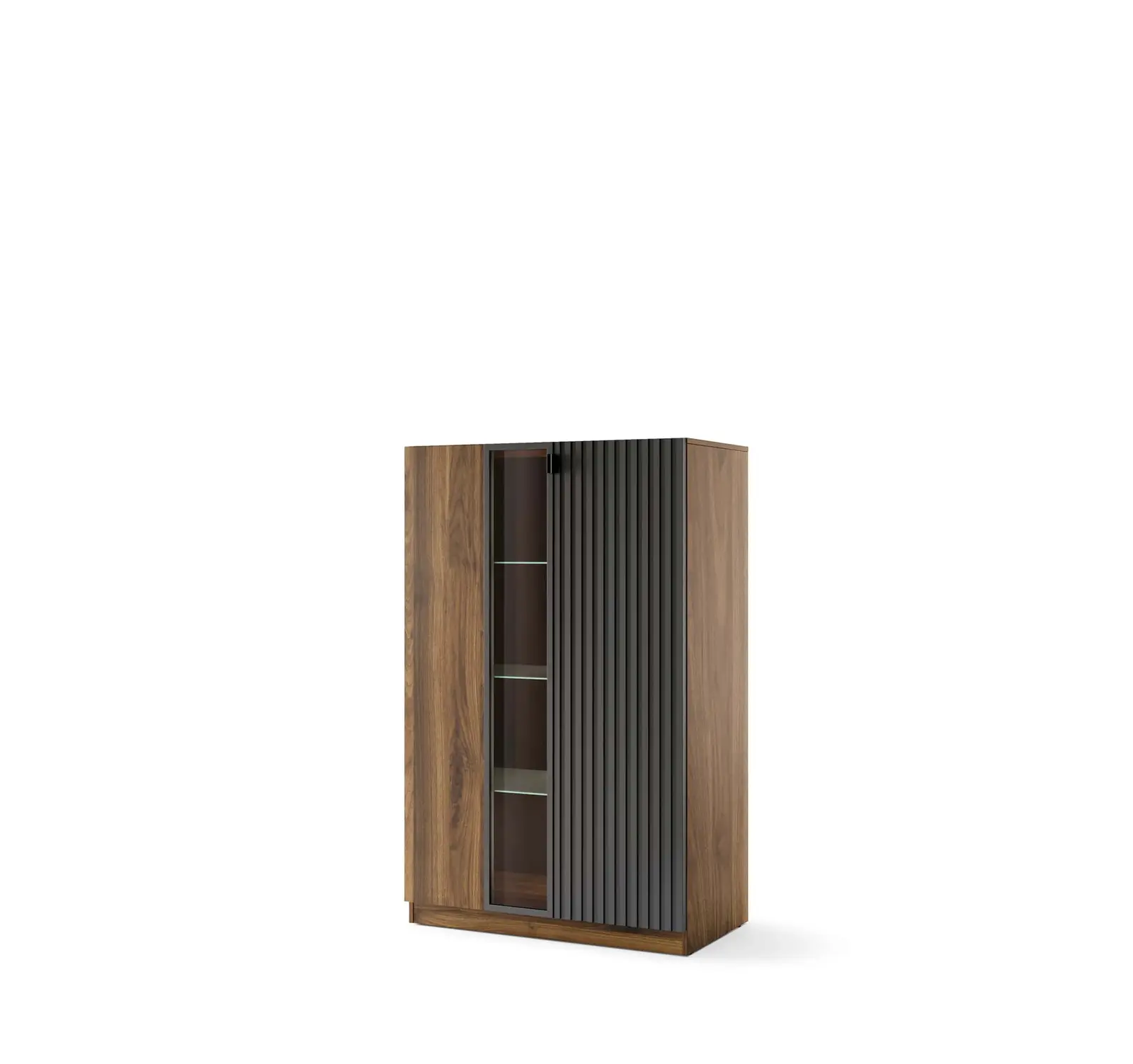 Vitrína s LED osvětlením Radium 15 91 cm ořech Columbia/černá