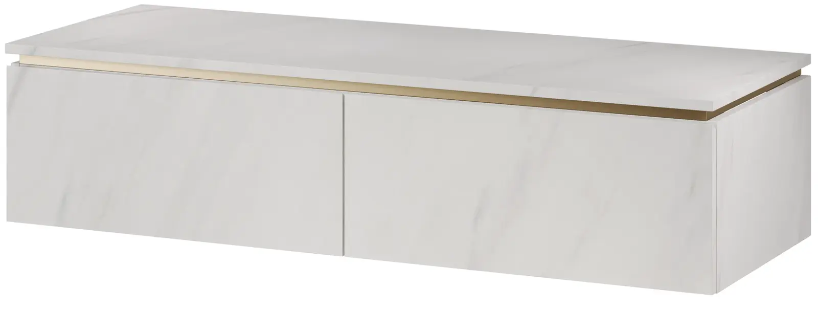 Závěsná skříňka pod umyvadlo Letto 01 120 cm bílý mramor/zlatá