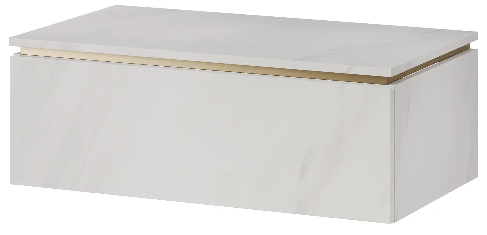 Závěsná skříňka pod umyvadlo Letto 02 80 cm bílý mramor/zlatá