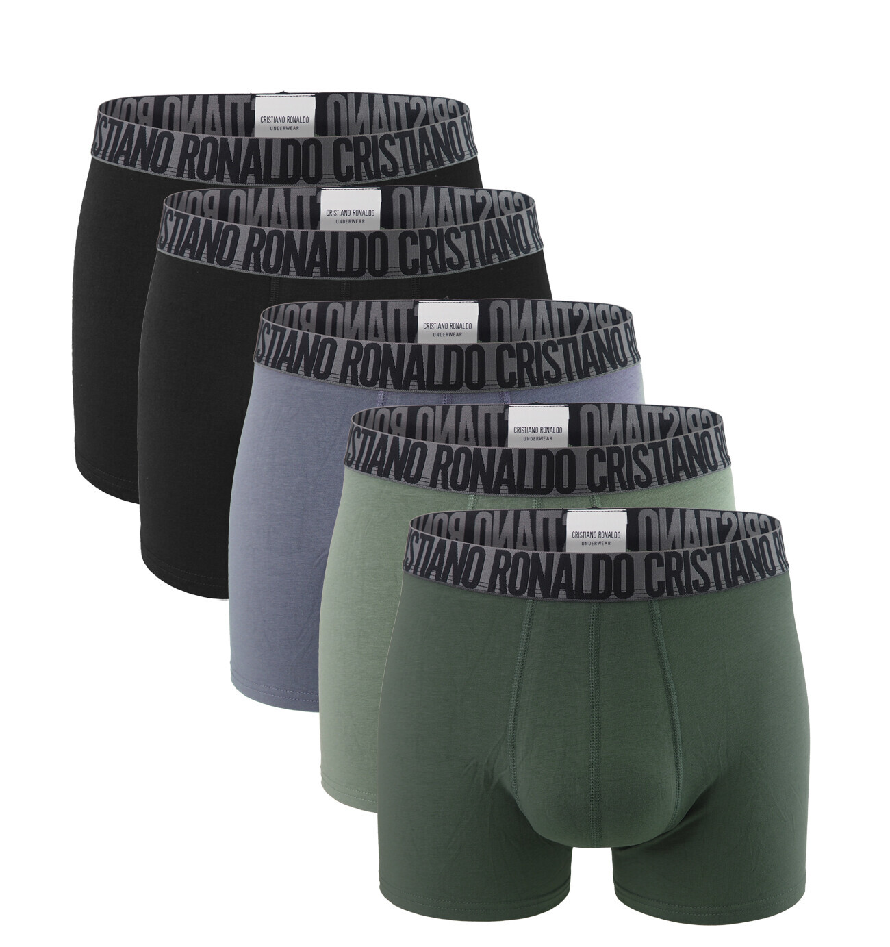 CRISTIANO RONALDO CR7 - boxerky 5PACK cotton stretch black & forest tones