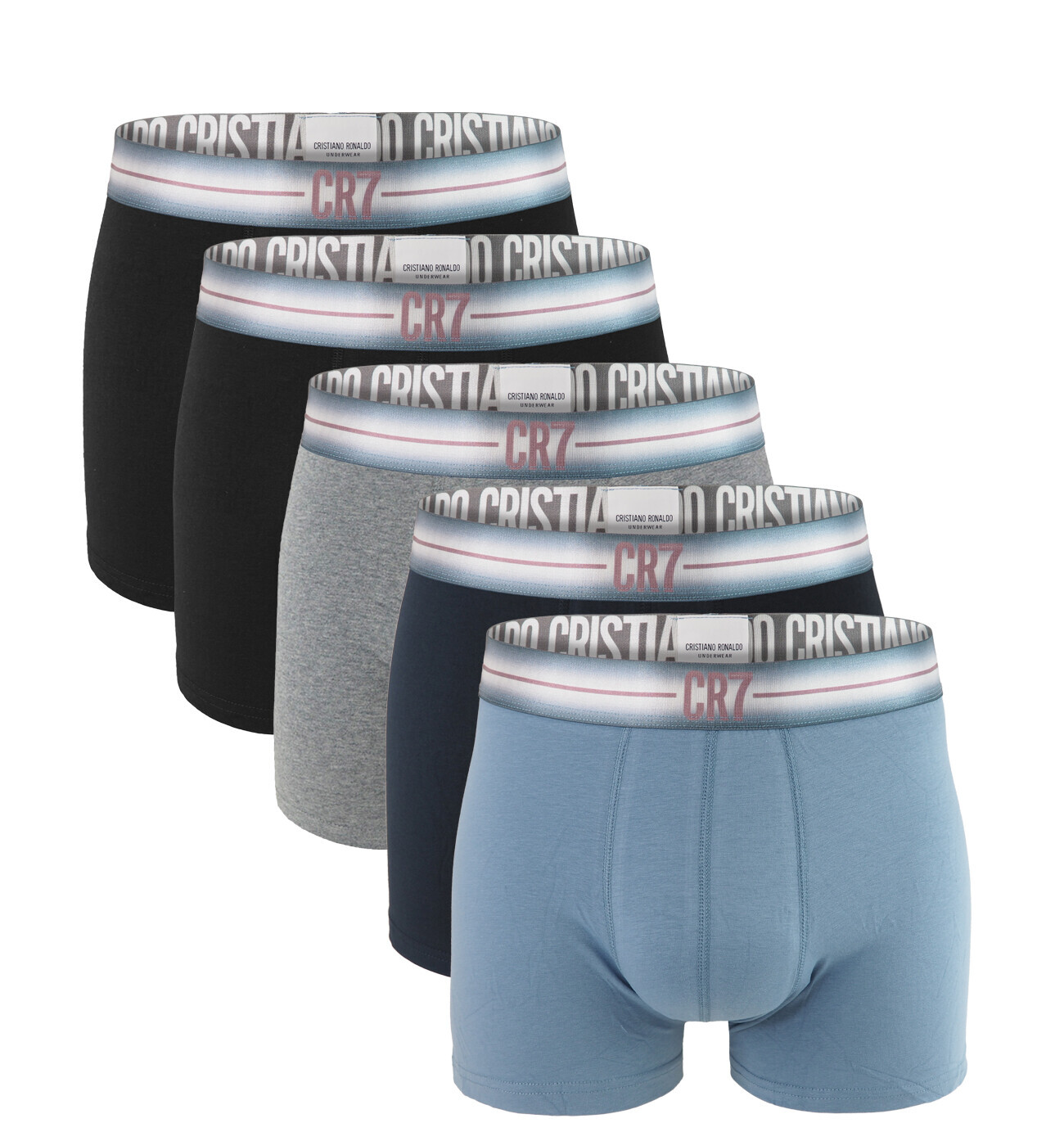 CRISTIANO RONALDO CR7 - boxerky 5PACK cotton stretch blue & gray tones