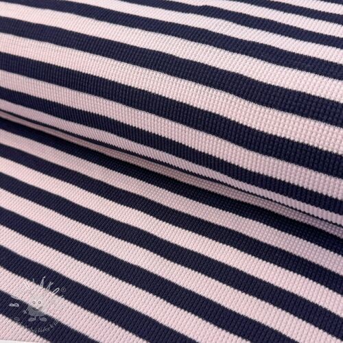 Úplet WAFFLE YARN DYED Stripes navy lilac