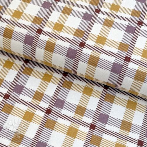 Bavlnená látka FLANNEL Checks and checks ochre