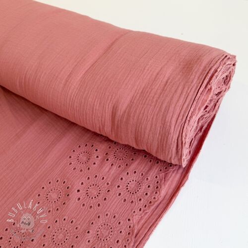 Dvojitá gázovina/mušelín 1-side border blush