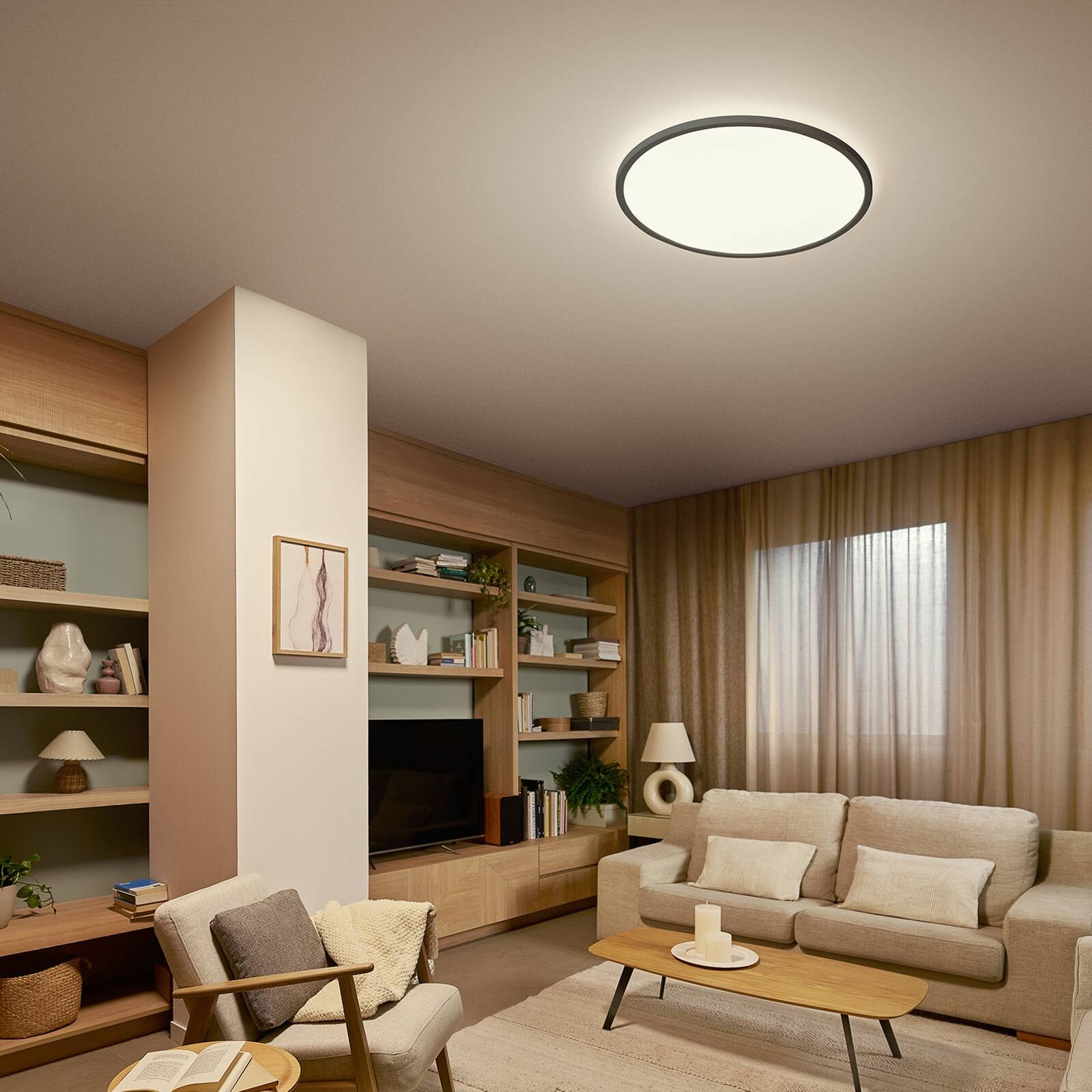Stropné LED svetlo Philips Superslim, čierne, CCT, stmievateľné