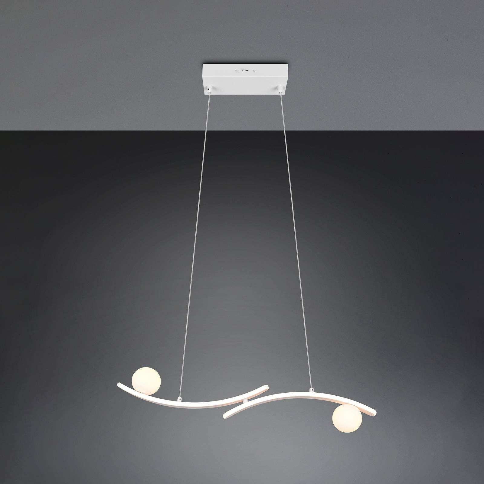 LED závesné svietidlo Napoli, matná biela, dĺžka 82 cm, kov, CCT