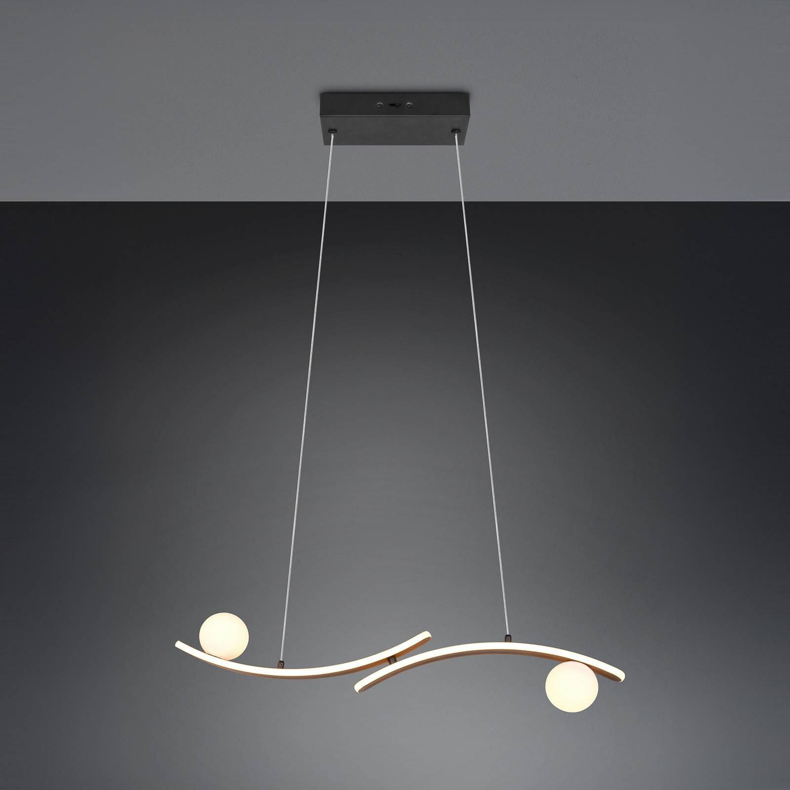LED závesné svietidlo Napoli, čierna matná, dĺžka 82 cm, kov